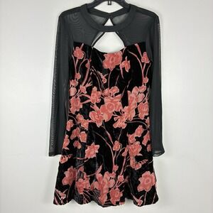 BCBG Velvet Burnout Floral Y2K Dress Sz 8 Whimsigoth Witchy Fairy Grunge
